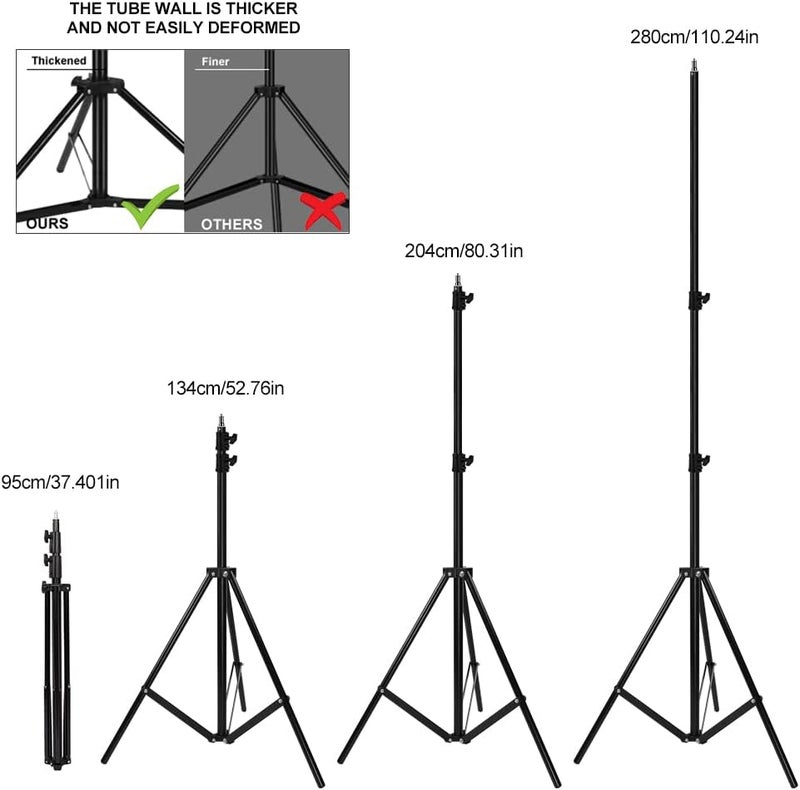 ITOTIN Aluminum Alloy Photography Tripod Stand, 9.19 Feet/2.8m Studio Lighting Tripod Stand for Video Lights, Photography Lights, Reflectors, Softboxes, Umbrellas - Image 4